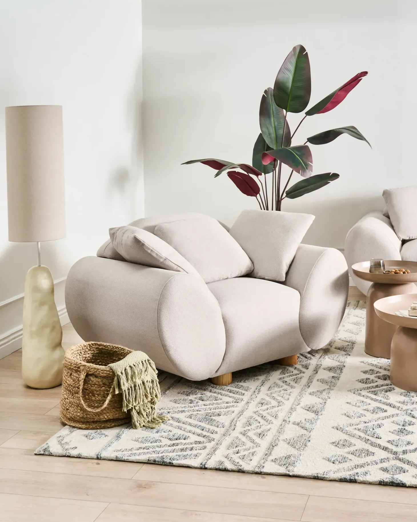 Lænestol RINGEL med puder Lys Beige