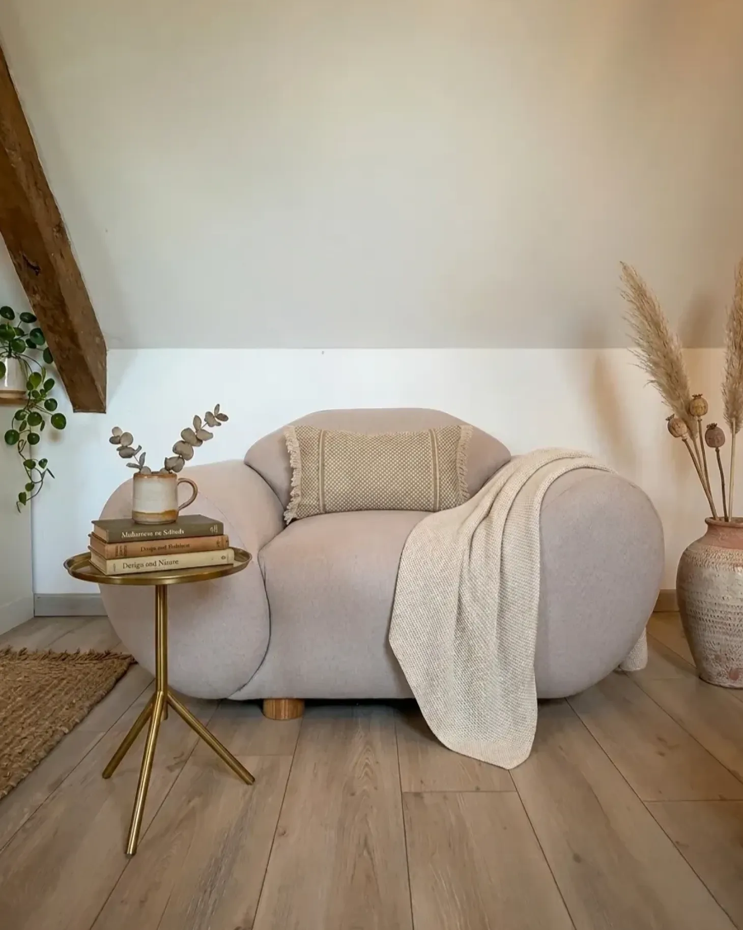 Lænestol RINGEL med puder Lys Beige