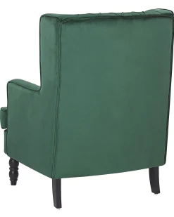 Lænestol SANDSET med fodskammel Velour Mørkegrøn