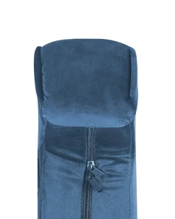Lænestol SANDSET med fodskammel Velour Mørkeblå