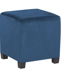 Lænestol SANDSET med fodskammel Velour Mørkeblå