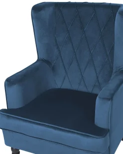 Lænestol SANDSET med fodskammel Velour Mørkeblå