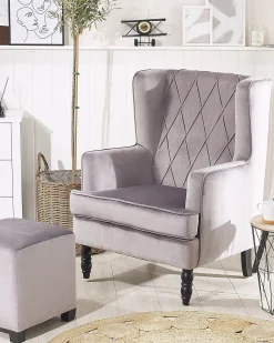 Lænestol SANDSET Velour Grå