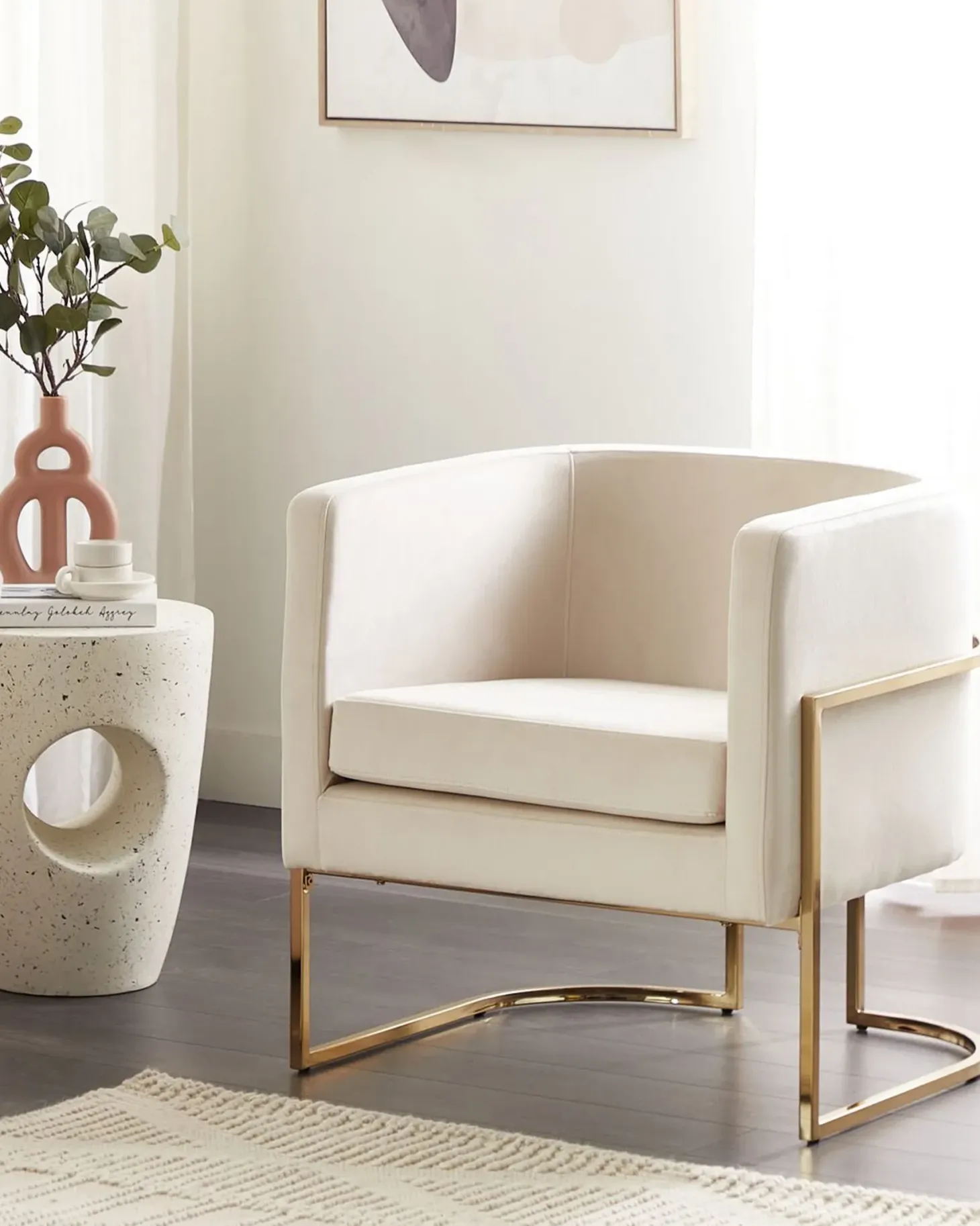 Lænestol SIRKKA Velour Lys Beige