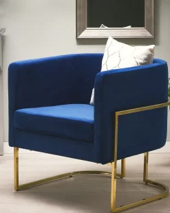 Lænestol SIRKKA Velour Mørkeblå