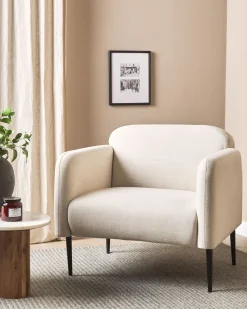 Lænestol STOUBY Hør Lys Beige