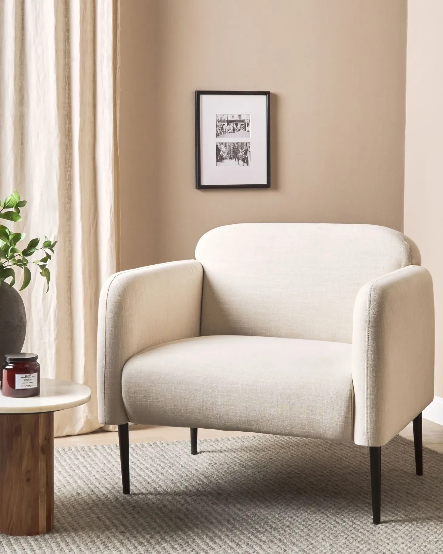 Lænestol STOUBY Hør Lys Beige