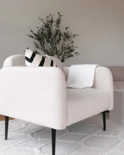 Lænestol STOUBY Hør Lys Beige