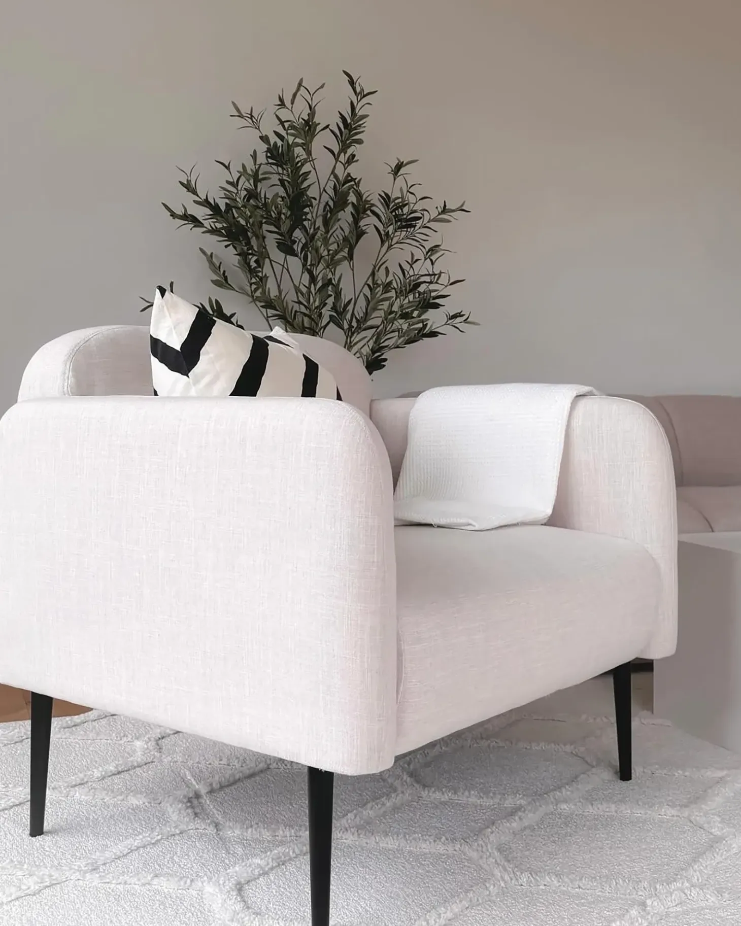 Lænestol STOUBY Hør Lys Beige