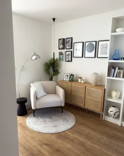 Lænestol STOUBY Hør Lys Beige