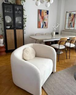 Lænestol VELTADA Velour Cremehvid