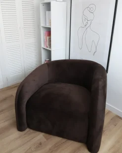 Lænestol VELTADA Velour Mørkebrun