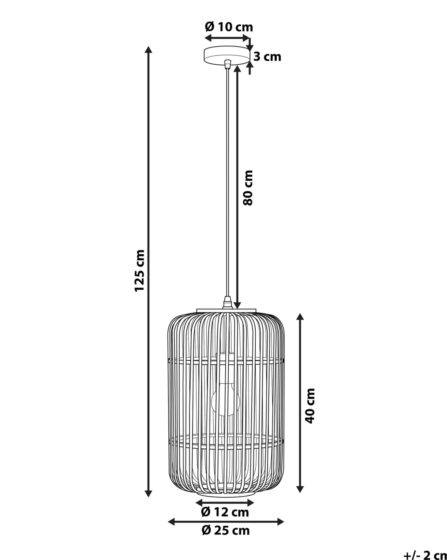 Loftlampe AISNE Bambus Lysebrun