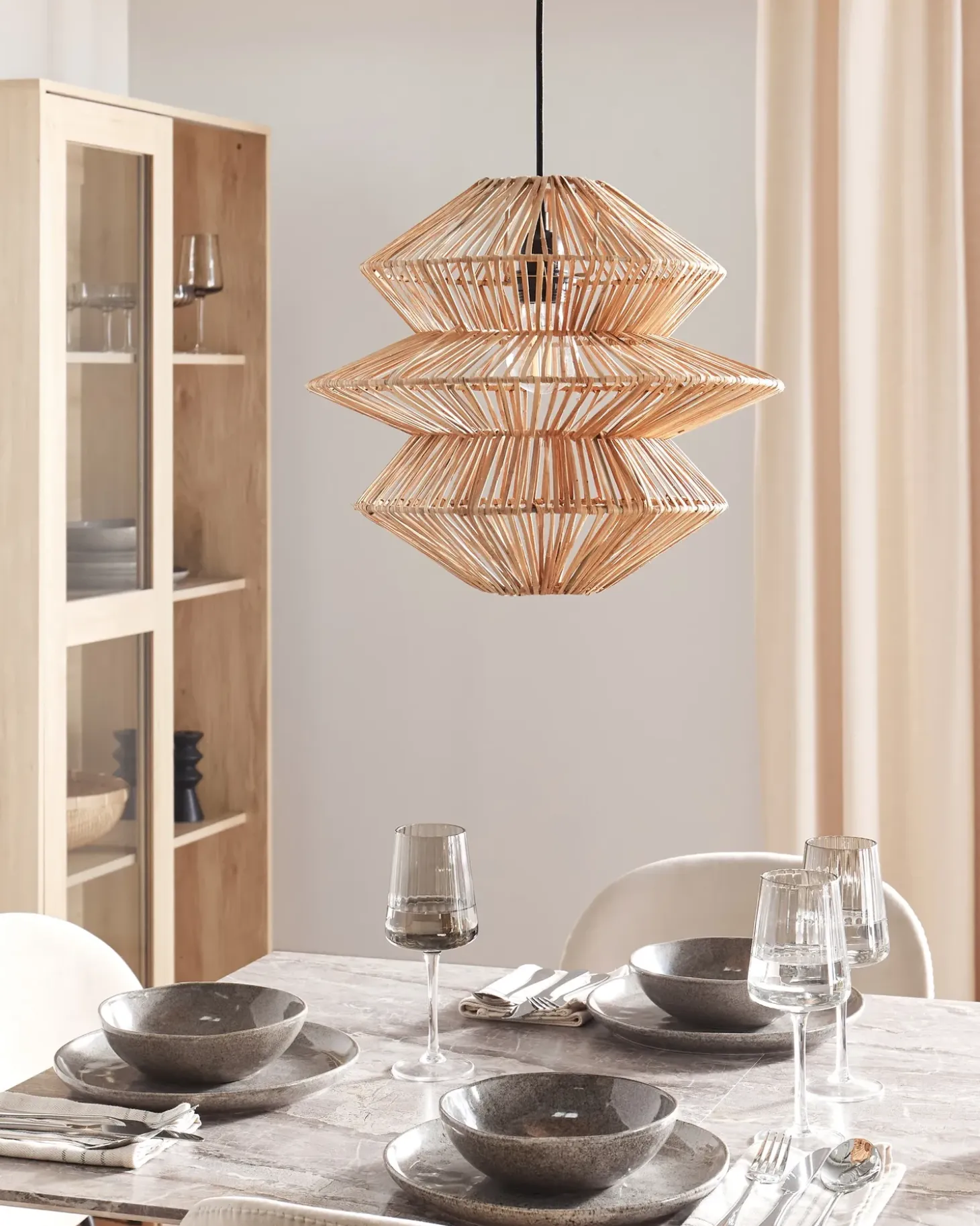 Loftlampe ANDUKI Rattan Naturlig