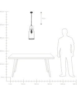 Loftlampe BASHILO Metal Sort
