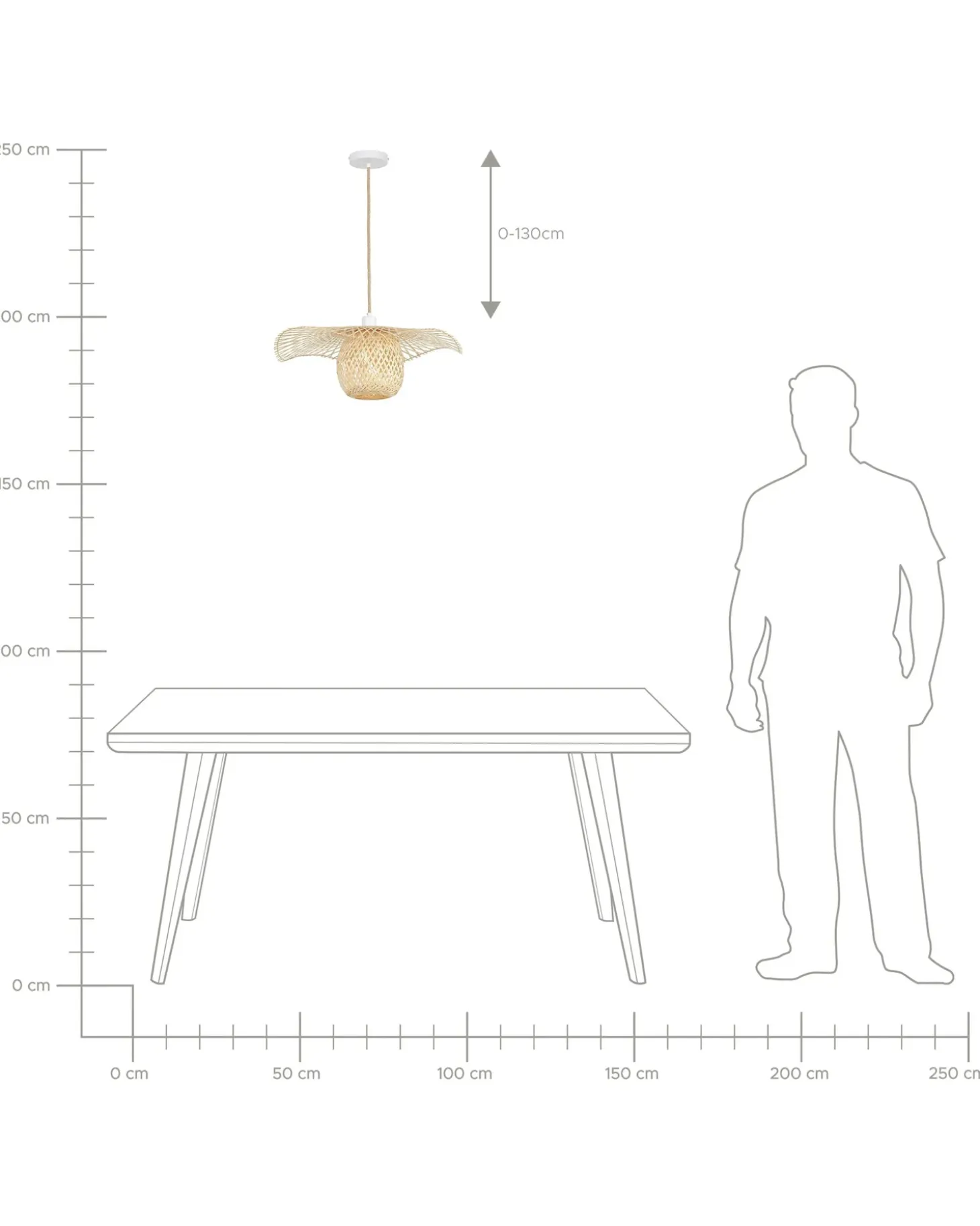 Loftlampe BONITO Bambus Lysebrun