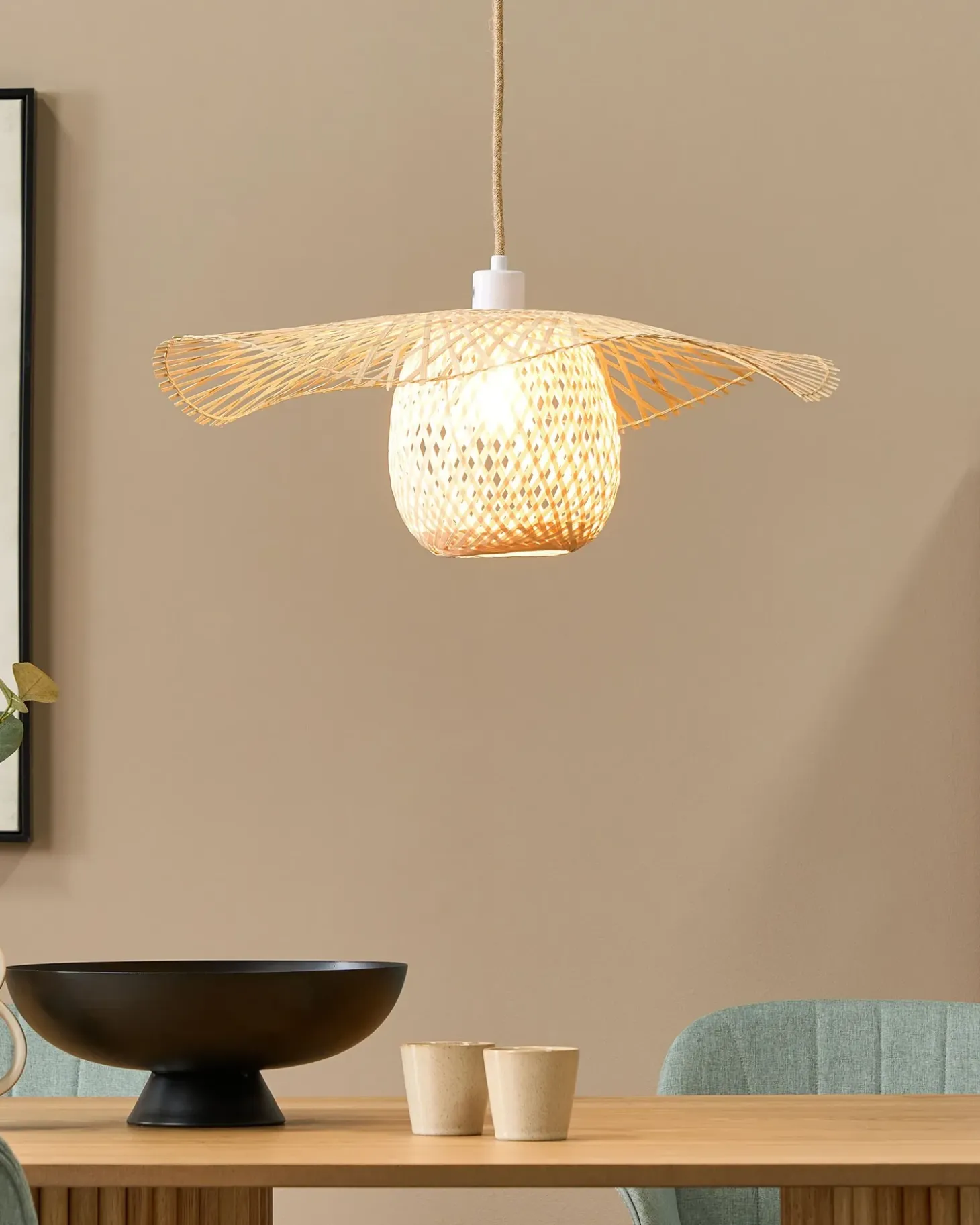 Loftlampe BONITO Bambus Lysebrun