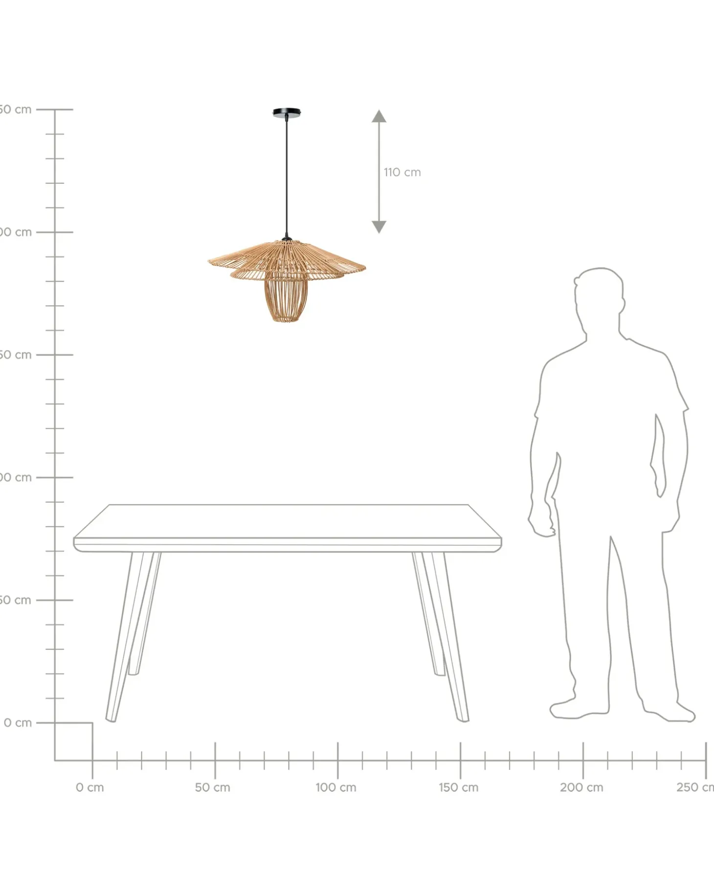 Loftlampe BOTIJAS Rattan Naturlig