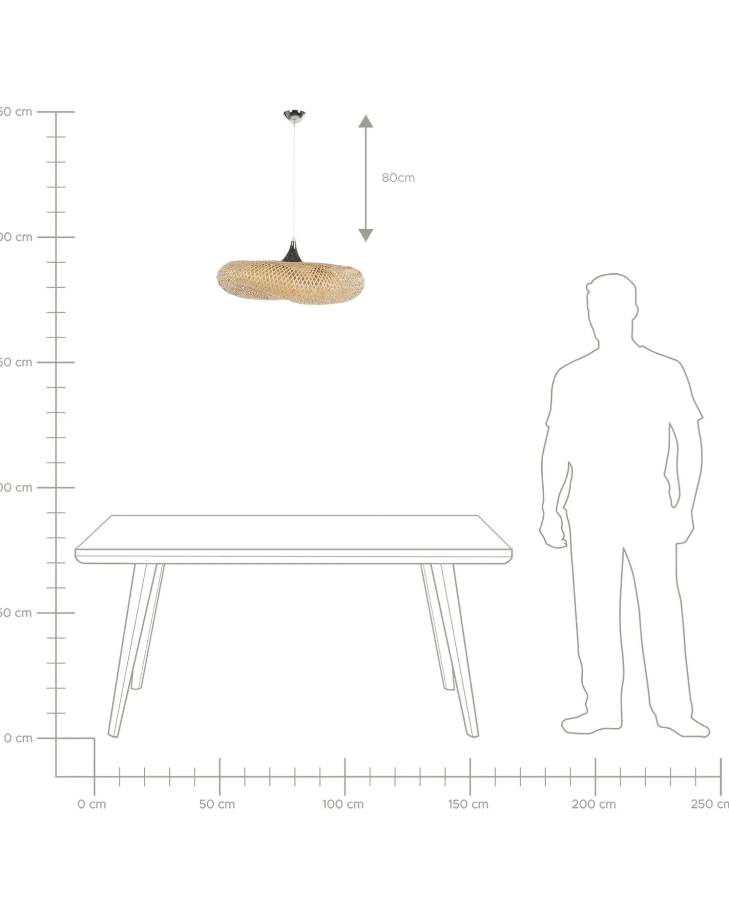 Loftlampe BOYNE Bambus Lysebrun