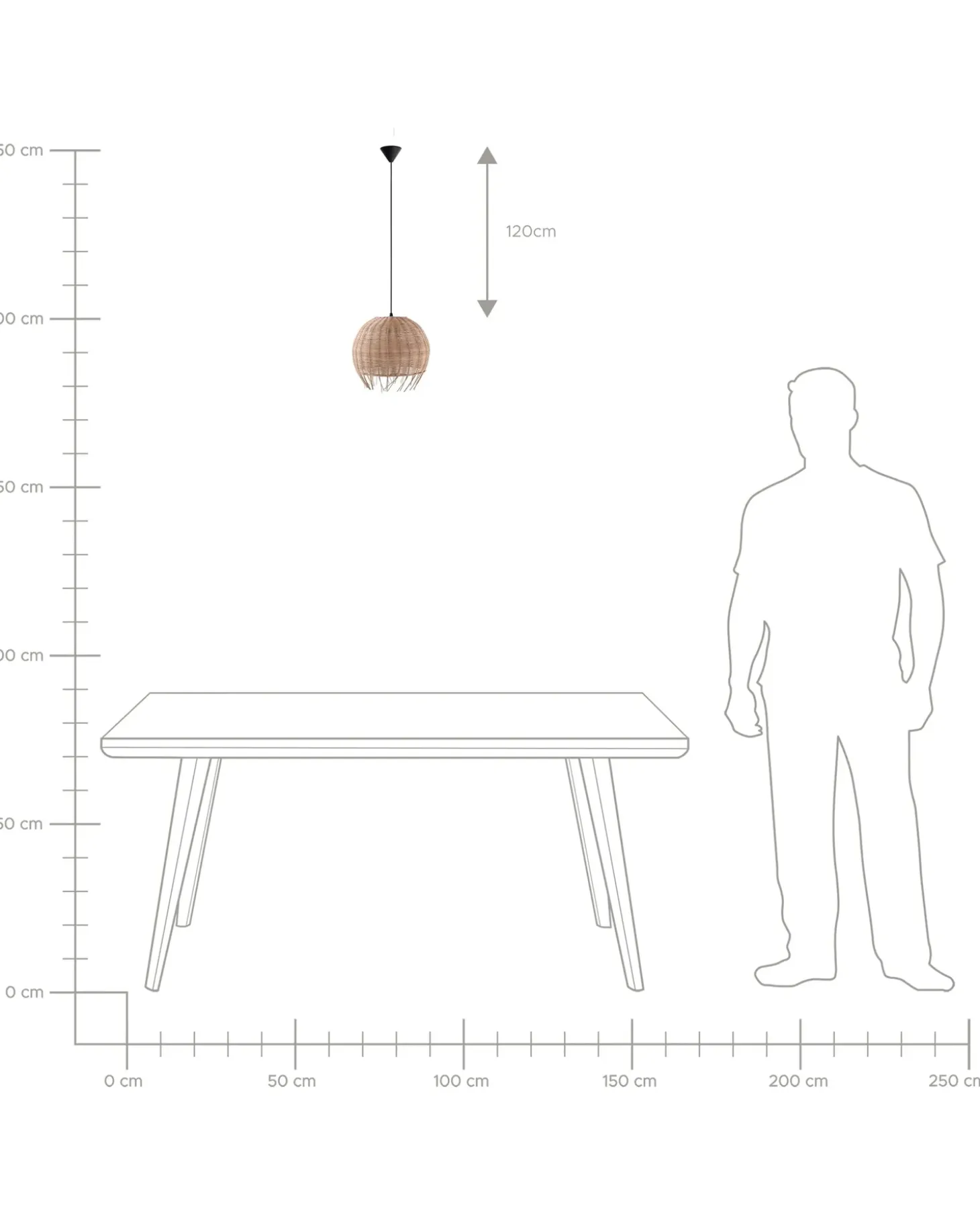 Loftlampe DRINO Rattan Lysebrun