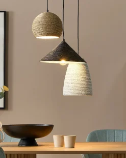 Loftlampe ENDRICK Flet Naturlig Hvid Brun