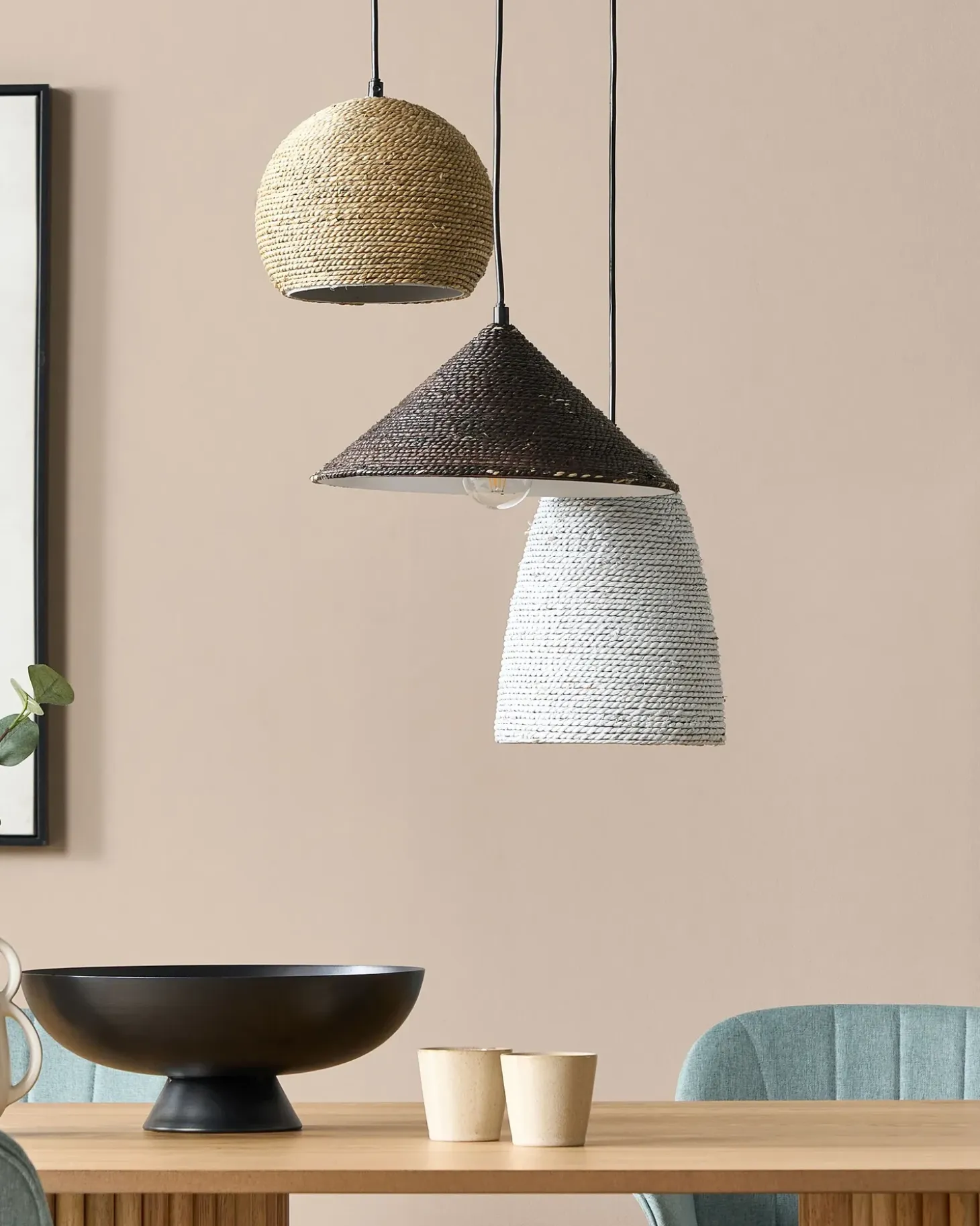 Loftlampe ENDRICK Flet Naturlig Hvid Brun