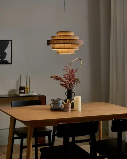 Loftlampe EREBATO Hør Brun
