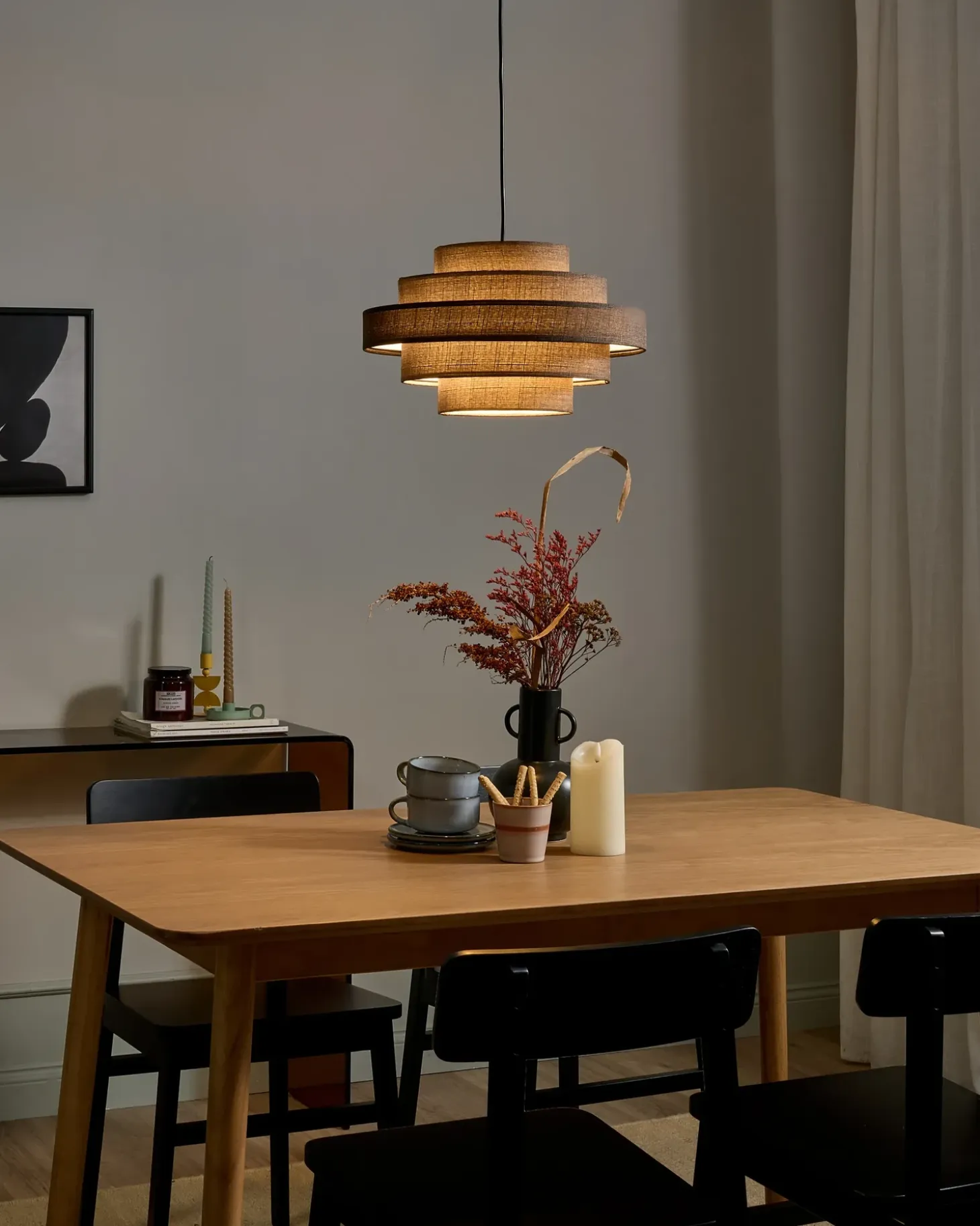 Loftlampe EREBATO Hør Brun