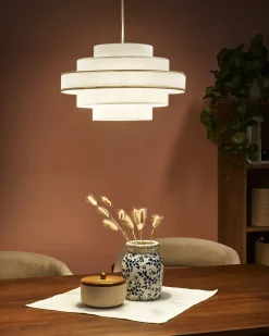 Loftlampe EREBATO Hør Cremehvid