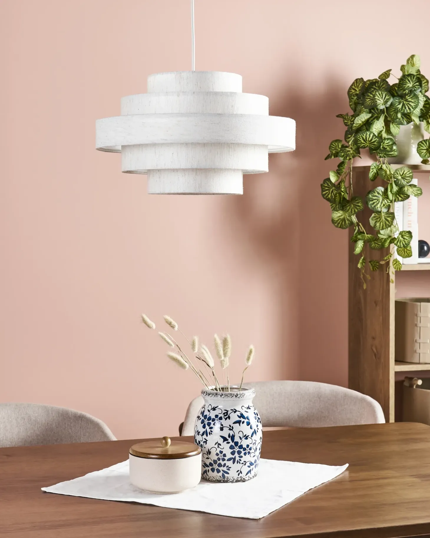 Loftlampe EREBATO Hør Cremehvid