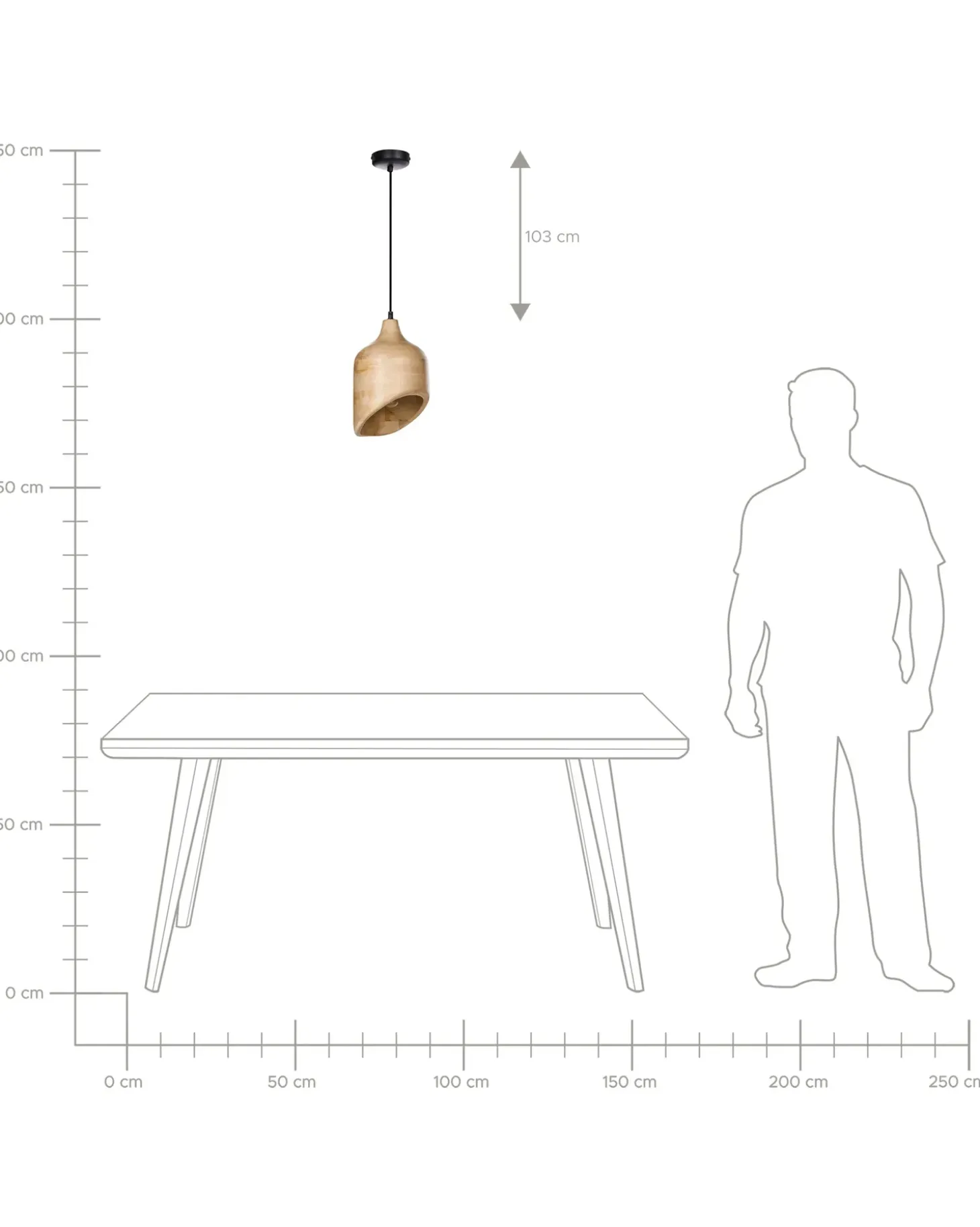 Loftlampe GANDAKI Mangotræ Lysebrun