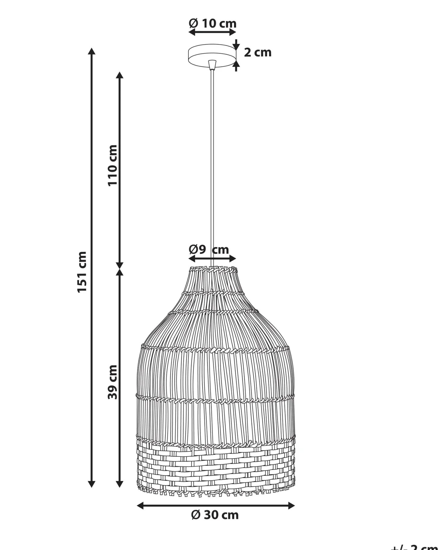 Loftlampe GILO Rattan Naturlig