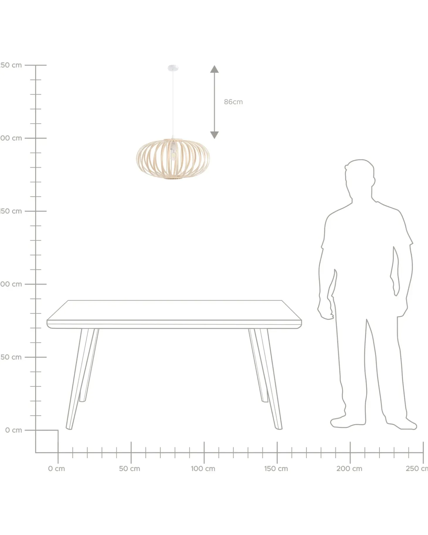 Loftlampe HAVEL Bambus Lysebrun