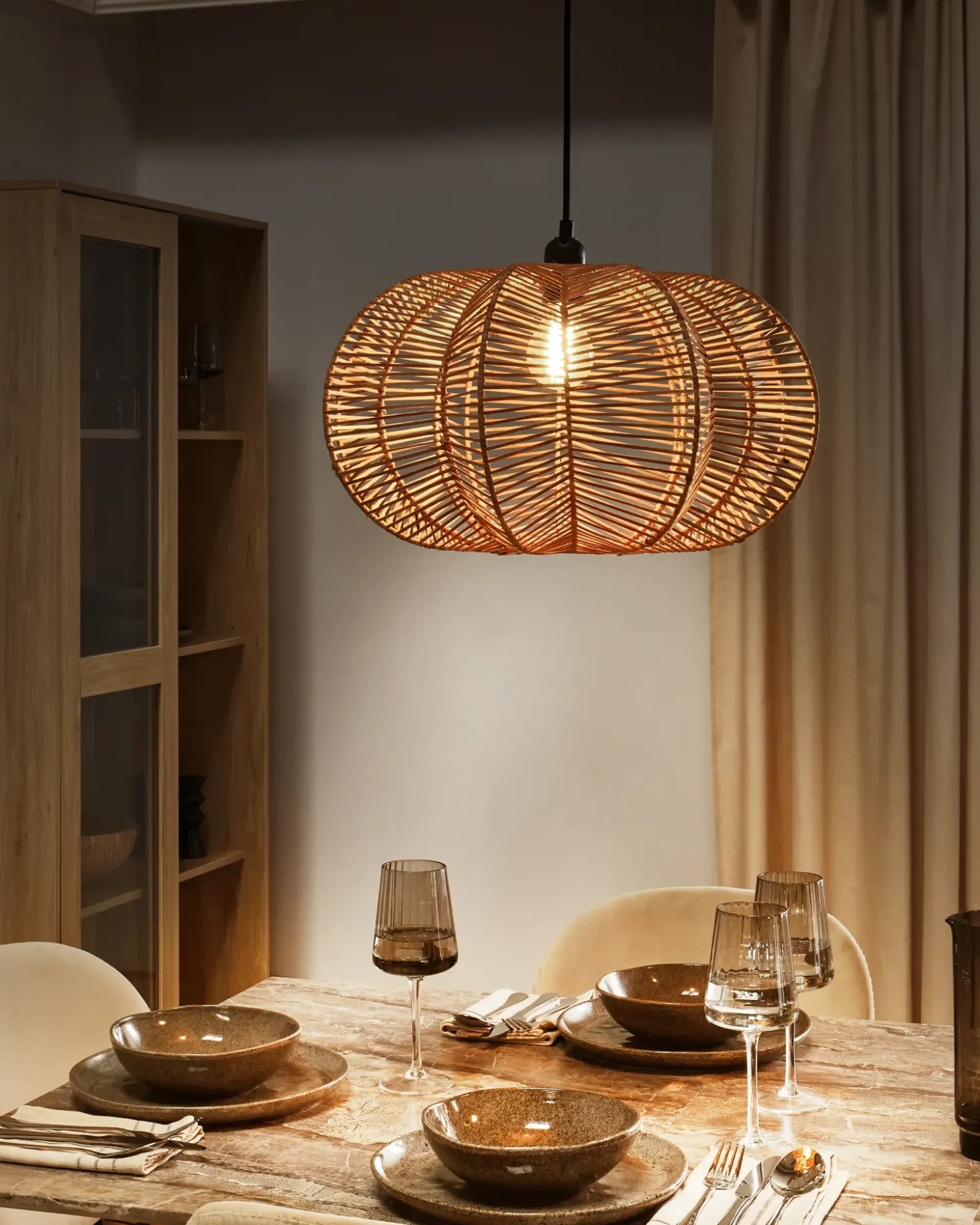 Loftlampe KIBI Rattan Naturlig