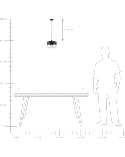 Loftlampe MURRAY Glas Sort