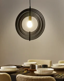 Loftlampe MURRELL Poppeltræ Sort
