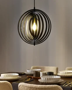 Loftlampe MURRELL Poppeltræ Sort