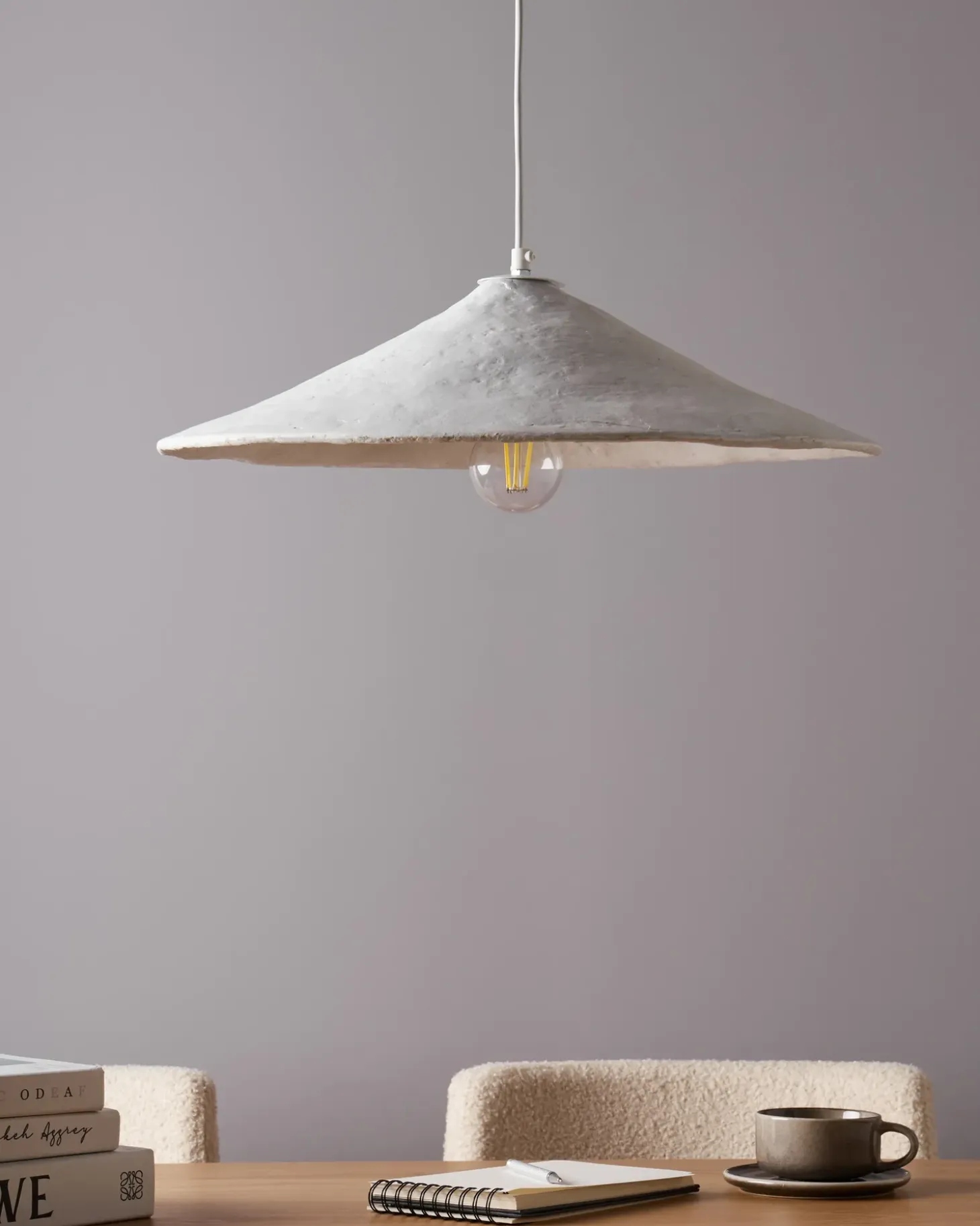 Loftlampe PORONGOS Papmaché Hvid