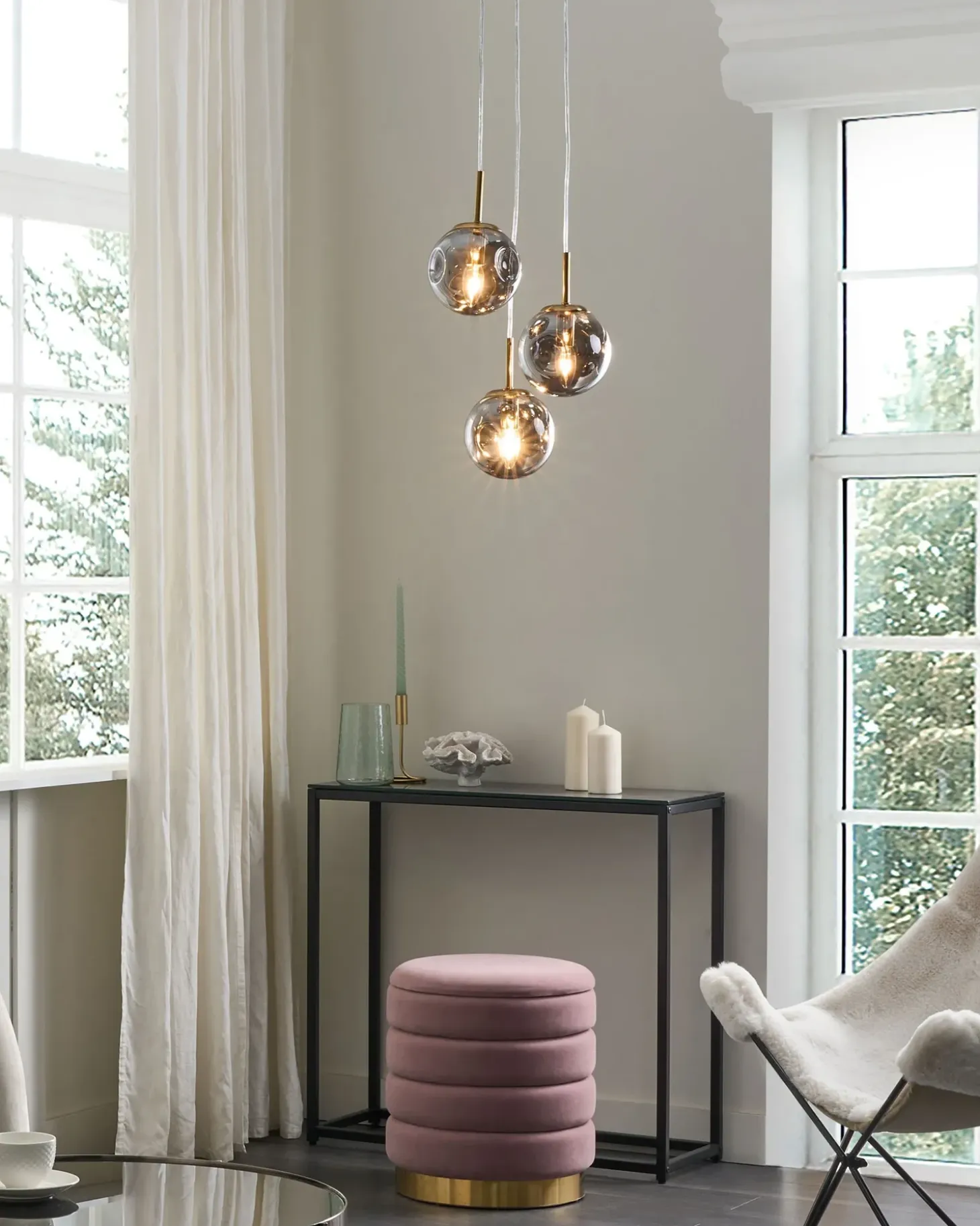 Loftlampe RALFES Glas Messing