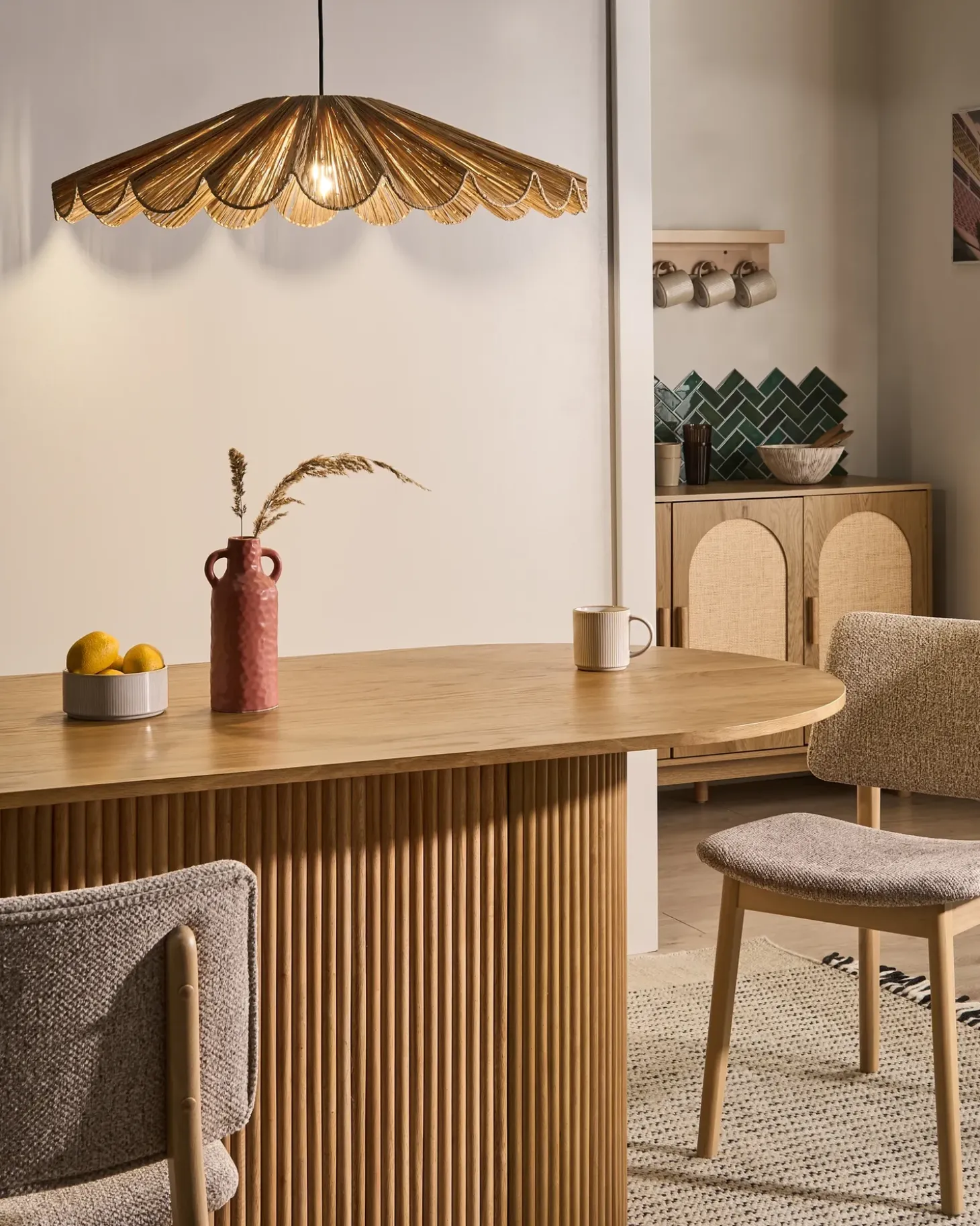 Loftlampe SABOGAL Flet Naturlig