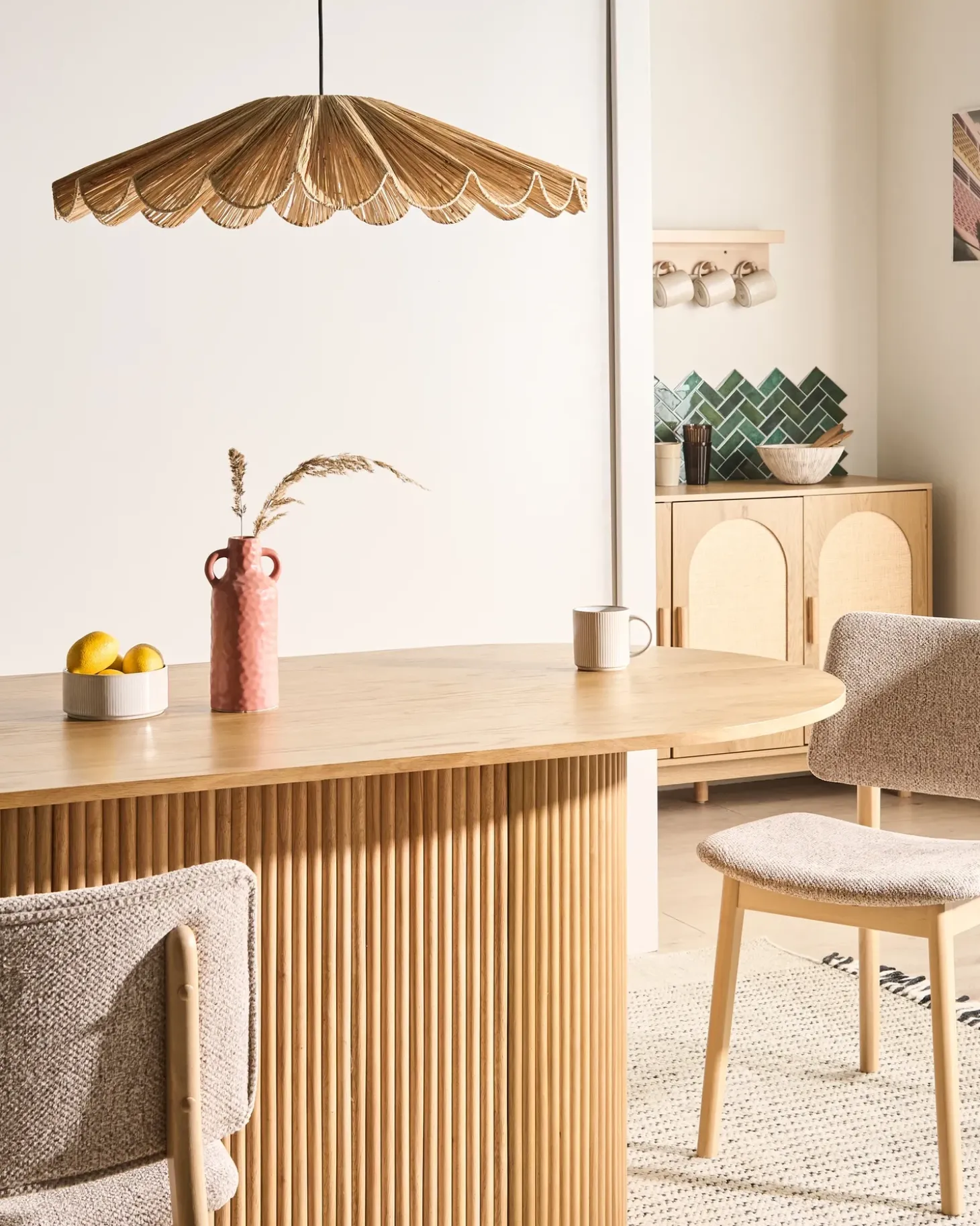 Loftlampe SABOGAL Flet Naturlig
