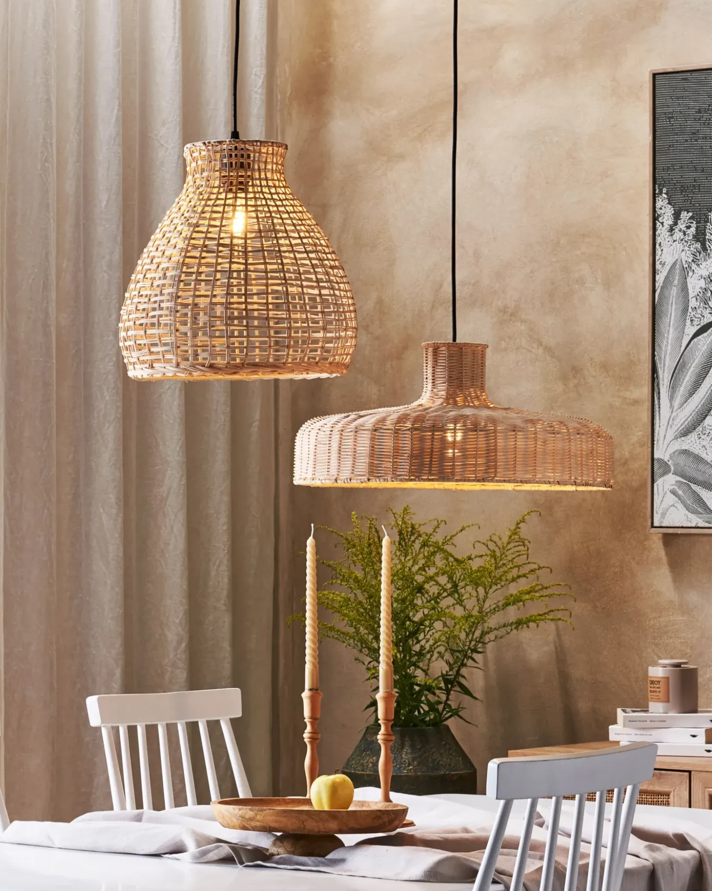 Loftlampe SAKENI Rattan Naturlig