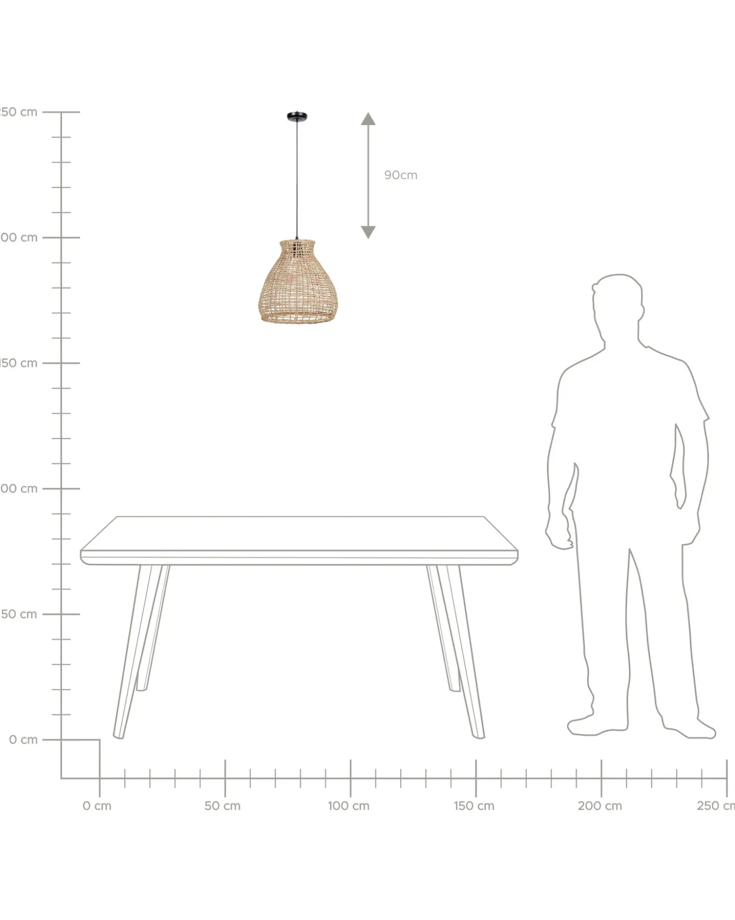 Loftlampe SAKENI Rattan Naturlig