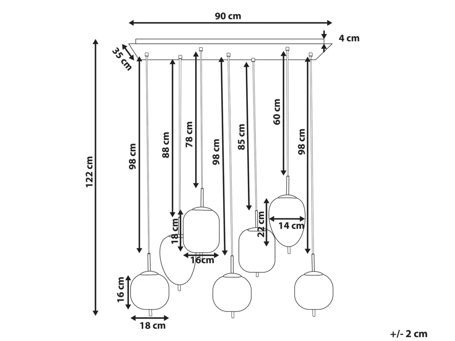 Loftlampe TARLO Glas Messing
