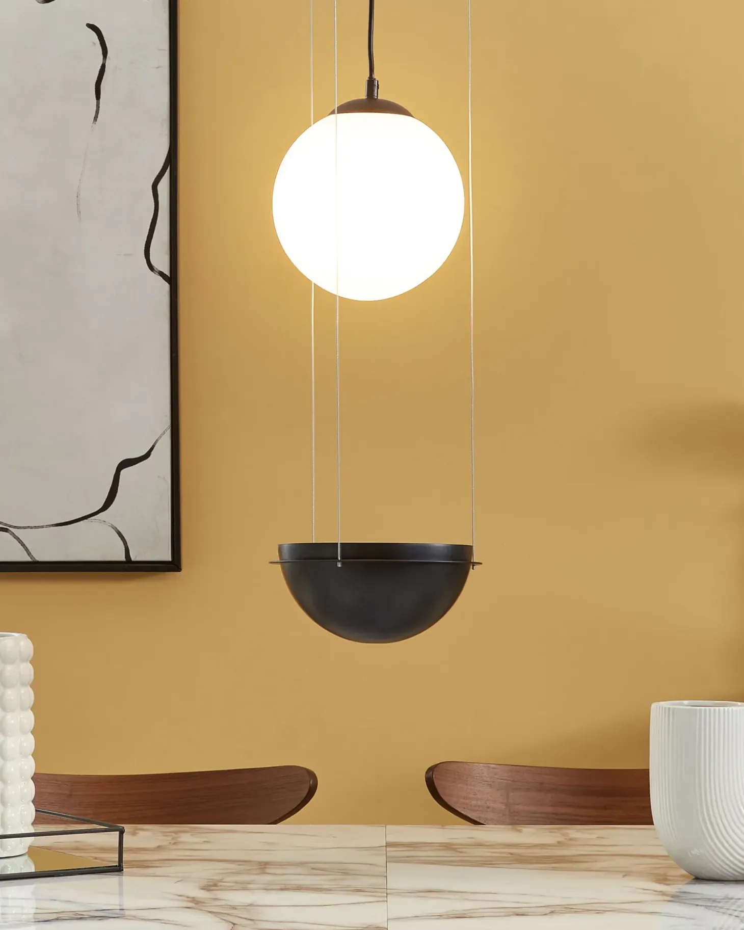 Loftlampe TOBINS Glas Sort