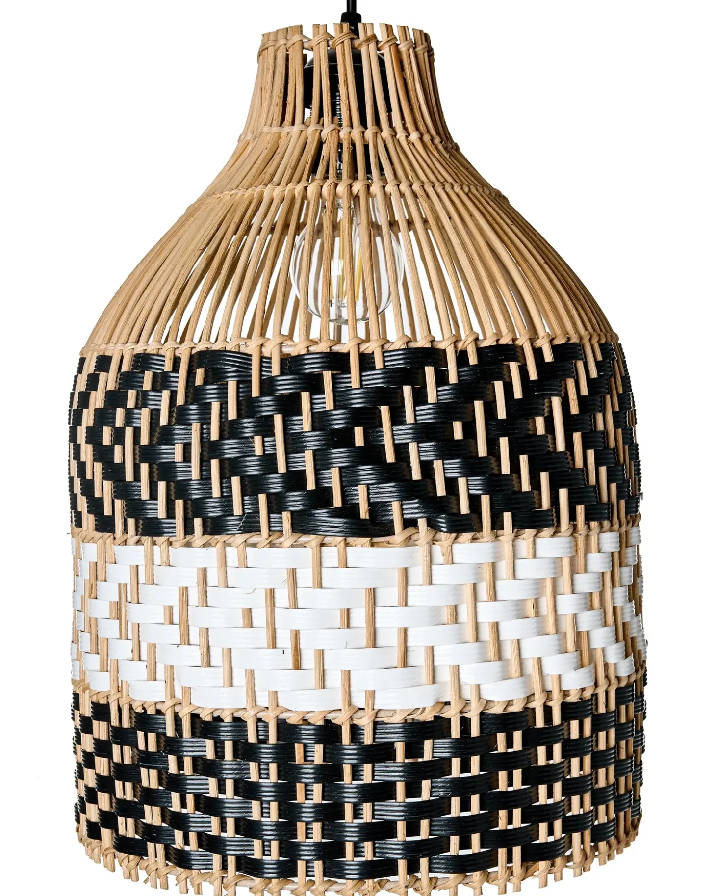 Loftlampe TURABO Rattan Sort/hvid