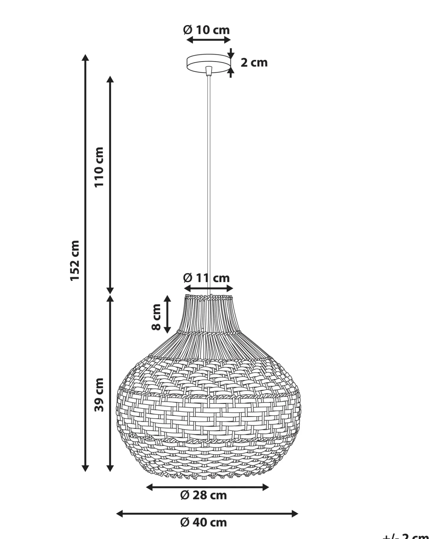 Loftlampe YAUCO Rattan Hvid