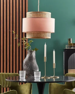 Loftlampe YUMURI Rattan Ferskenagtig lyserød