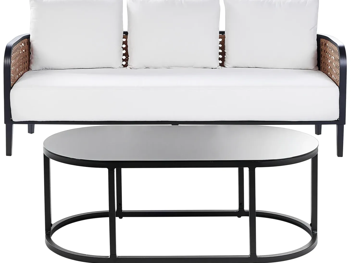 Loungesæt med bord 3 personers MONTEFALCO Metal Hvid
