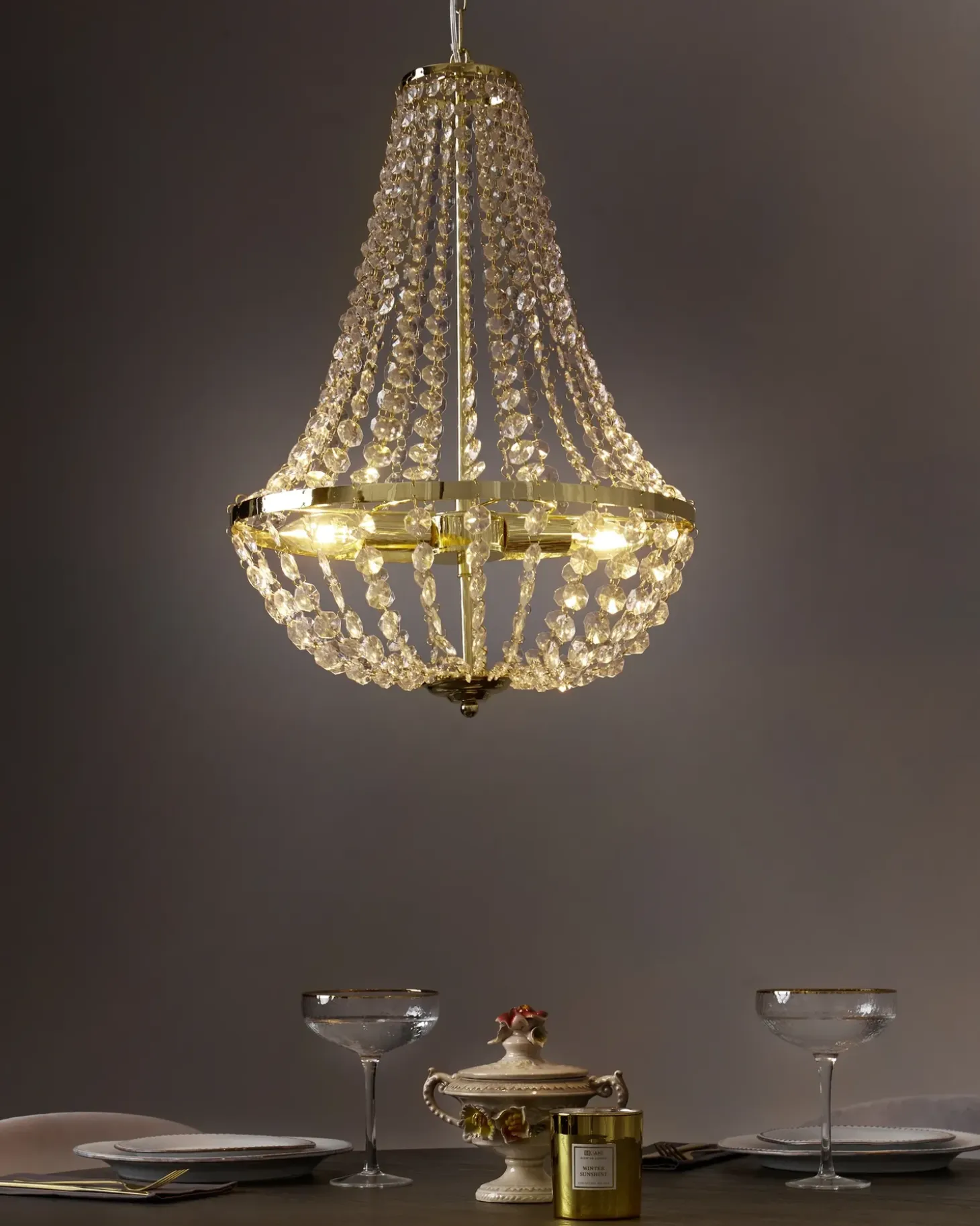 Lysekrone DIAMANTE Metal Guld